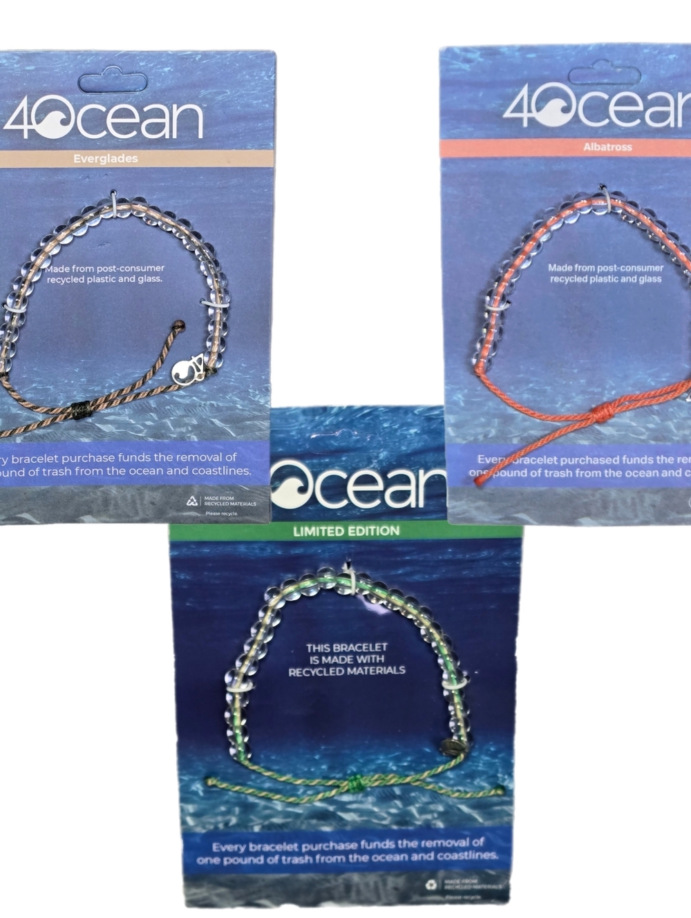 4Ocean Beaded Bracelets Set Of 3 NWT Albatross, Everglades, & Limited Edition